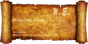 Mikolay Elek névjegykártya